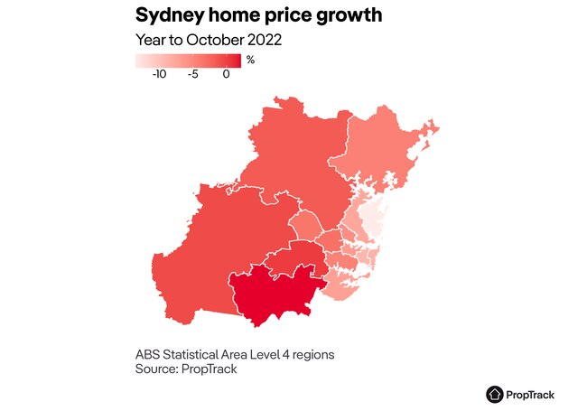 House prices are dropping at the fastest rate in inner city suburbs. Source: PropTrack