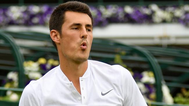 Bernard Tomic during his first-round Wimbledon exit. Photo: Getty Images