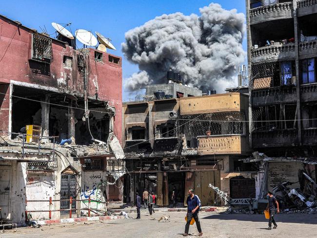 A smoke plume rises during Israeli bombardment in Jabalia in northern Gaza. Picture: AFP