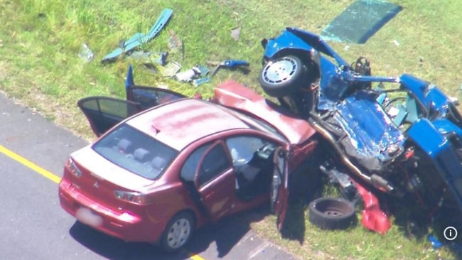 A toddler and a man have been critically injured in a two-car crash in Brisbane’s south.The two vehicles were travelling on Rickertt Rd in Ransome when they crashed just before 9am on Sunday.Paramedics treated the toddler, a little boy, for life-threatening injuries before rushing him to the Queensland Children’s Hospital in a critical condition. Picture: 7 News