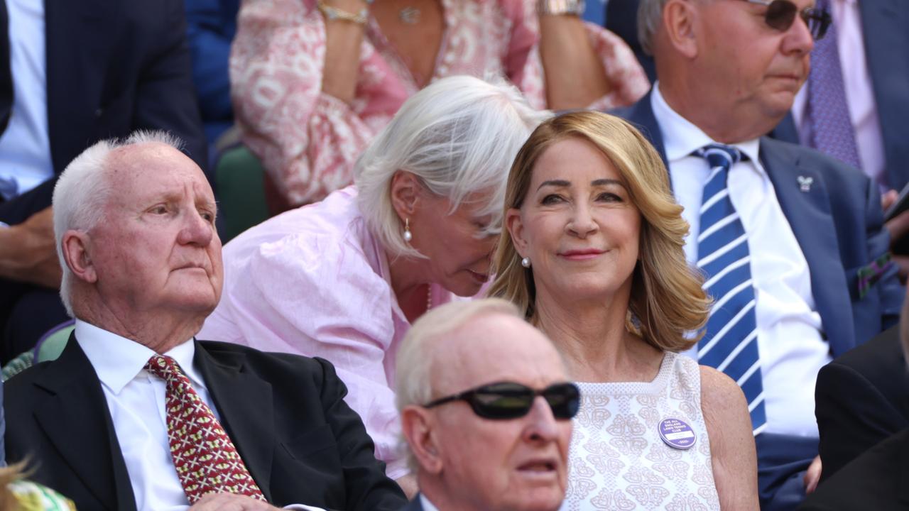 LONDON, ENGLAND - JULY 10: 18-time major champion Chris Evert, pictured watching the 2022 Wimbledon final between Novak Djokovic and Nick Kyrgios, has been a big supporter of Ajla Tomljanovic during her struggles with illness and injury. (Photo by Clive Brunskill/Getty Images)