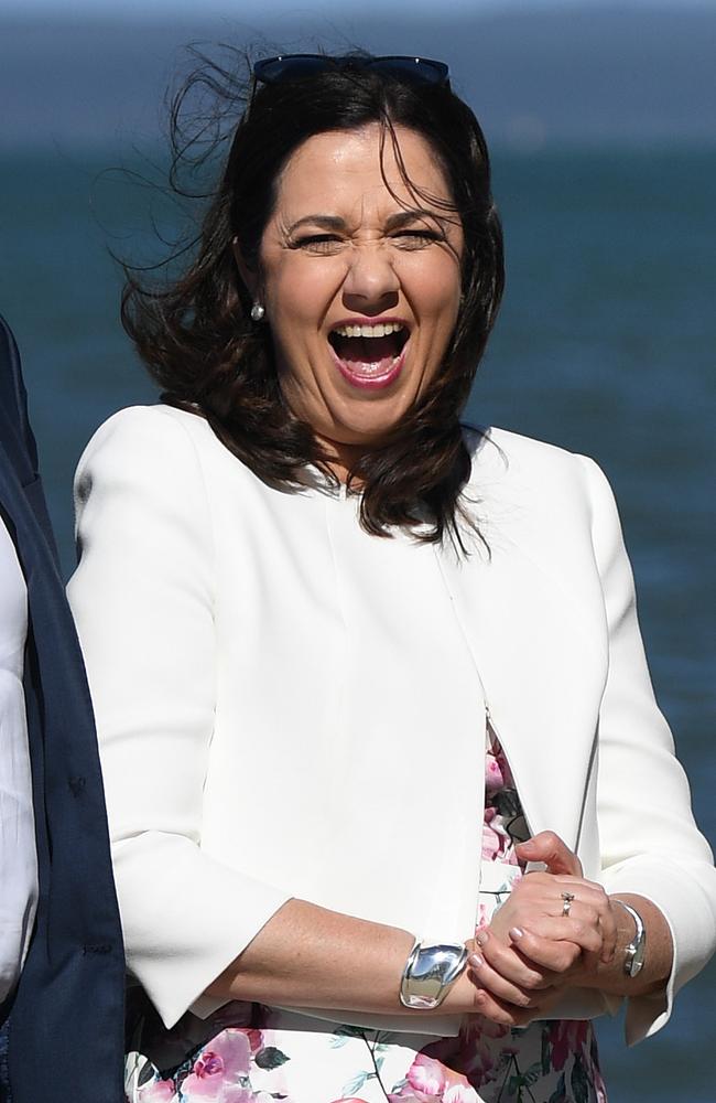 Queensland Premier Annastacia Palaszczuk in Brisbane today, after The Courier-Mail published opinion polls indicating she was ahead. Picture: AAP/Dan Peled