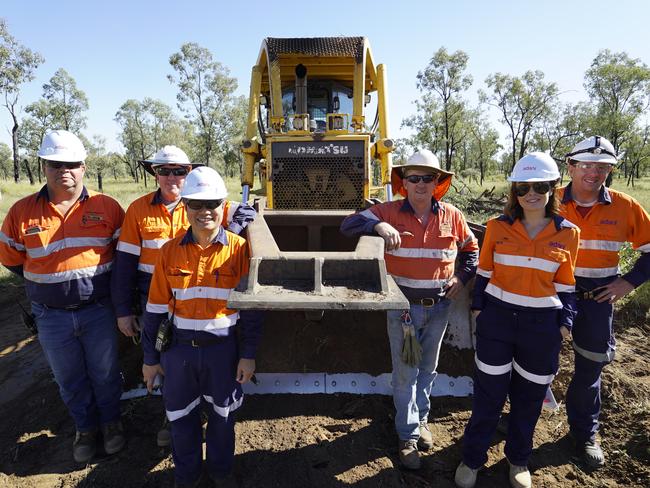 Adani workers at the mine site where construction has begun