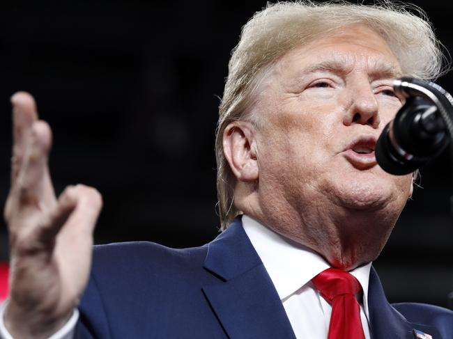 US President Donald Trump speaks at a campaign rally. Picture: AP