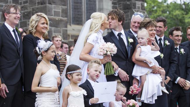 The whole clan on their wedding day in Ballarat. Photograph: Simon Gorges