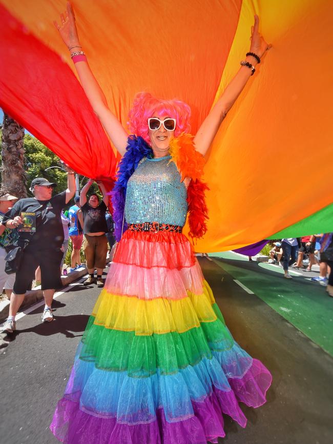 More than 50,000 people marched down Fitzroy St this year for the annual Pride March. Picture: Tony Gough