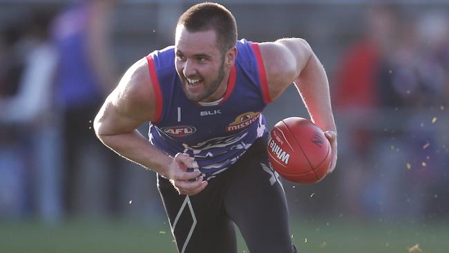 Matthew Suckling tests out his Achilles at Western Bulldogs. Picture: Michael Klein