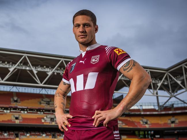 Queensland star Kalyn Ponga shapes up as the Maroons X-factor ahead of the decider. Picture: Nigel Hallett