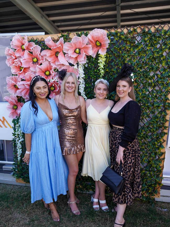 Rosie Brown, Kourtney Kersnovske, Deborah Morrison and Kayleigh Mills ladies day at the races.