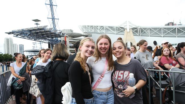 Taylor Swift fans Zatara Farris, Abby Knox and Gabby Ramos are counting the days until Swift’s show. Picture: NCA NewsWire / Gaye Gerard