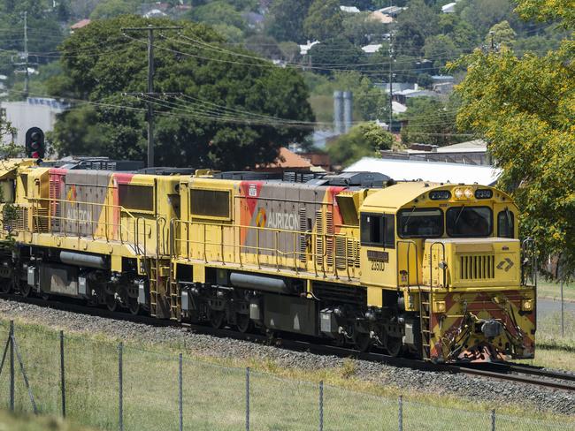 A Aurizon coal train is seen travelling through Toowoomba near Commonwealth Oval, Sunday, November 29, 2020. Picture: Kevin Farmer