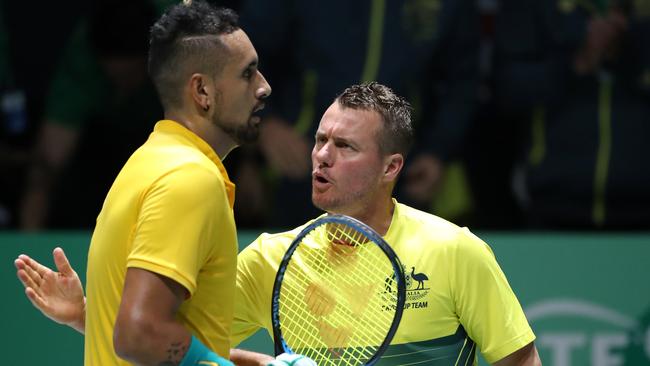 Nick Kyrgios gave Lleyton Hewitt plenty to be happy about against Colombia.