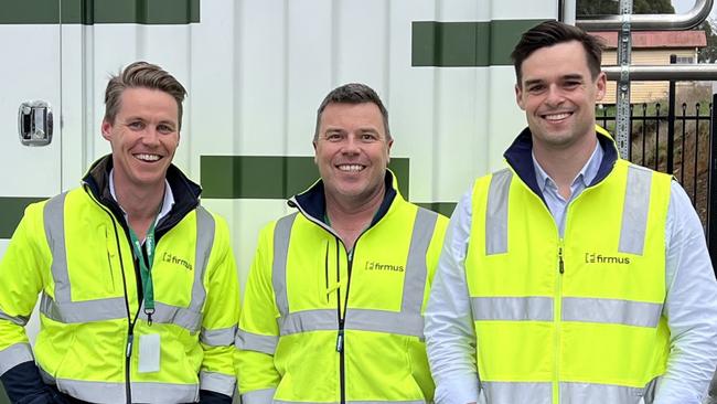 Firmus COO Oli Curtis, chief executive Tim Rosenfield and director if site operations Cam Hanson. Picture: Supplied