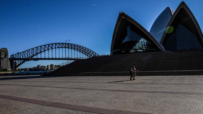 The message that the economic impact of Covid is not short-lived is reinforced by the impact of the latest lockdown, which has turned parts of Sydney into a ghost town. Picture: NCA NewsWire/Flavio Brancaleone