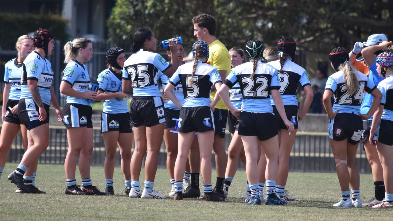 Cronulla Sharks during a recent Lisa Fiaola Cup trial match at Redfern Oval. Picture: Sean Teuma