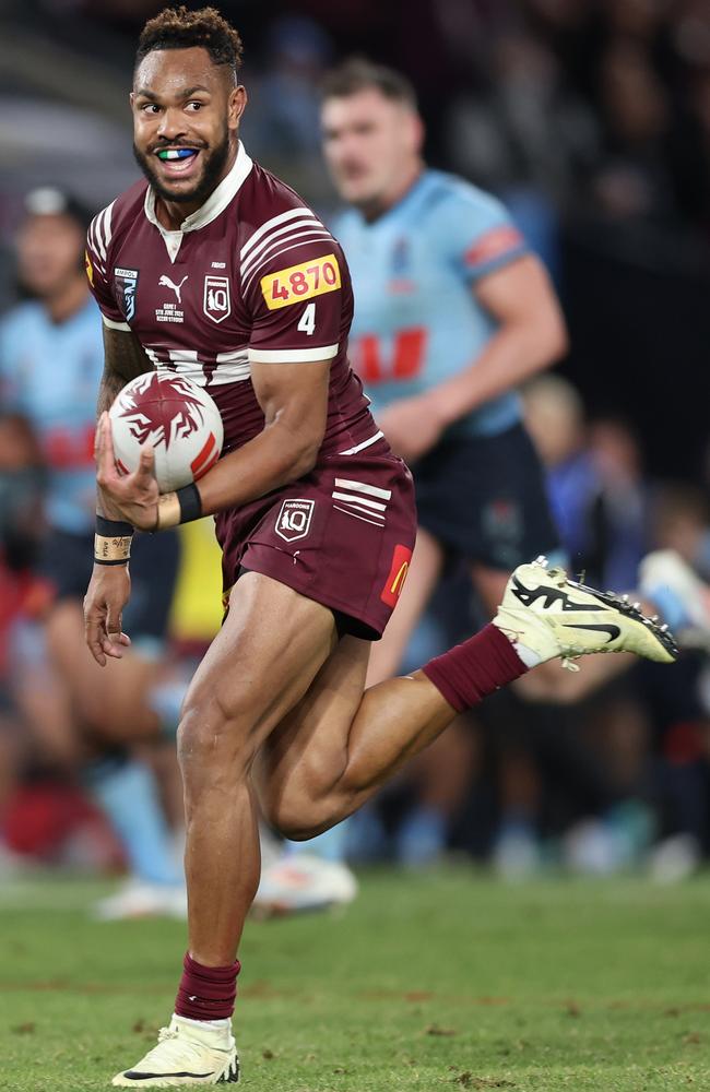 Maroons star Hamiso Tabuai-Fidow burned the Blues. Picture: Getty Images