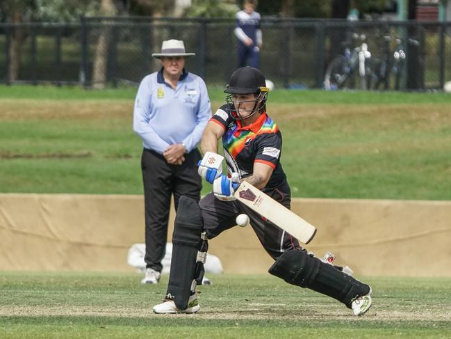 Bonbeach’s Daniel Van Hees hits out on Saturday. Picture: Valeriu Campan