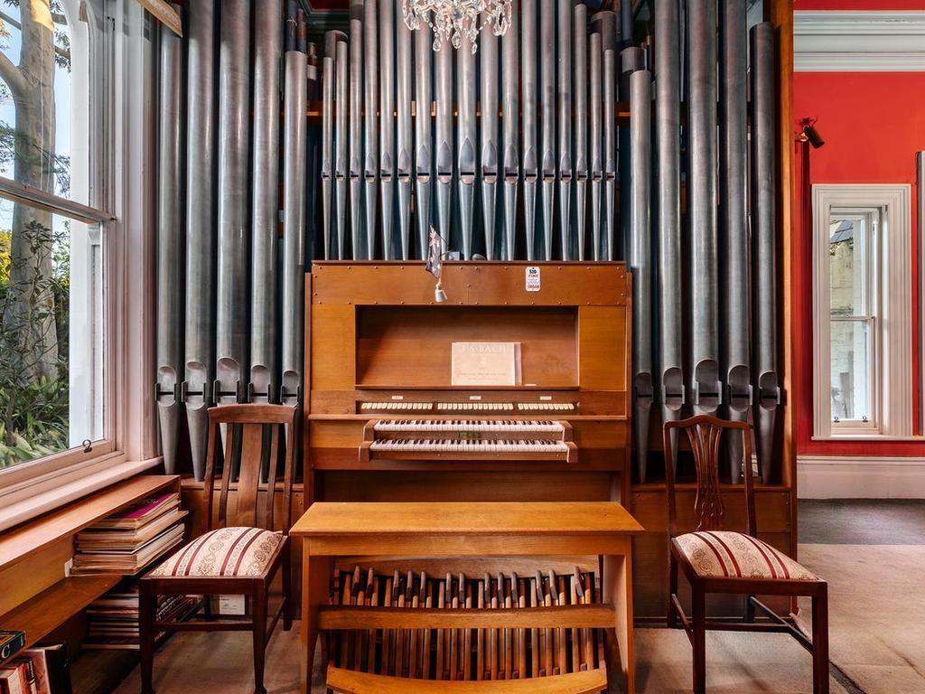 The two-manual pipe organ built into the home by the late Peter Lord.