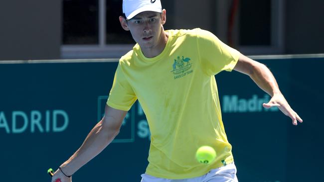 Alex De Minaur hits up at Memorial Drive this week. Picture: Tricia Watkinson