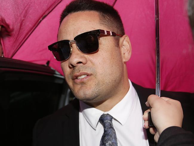 Jarryd Hayne arrives at Newcastle Court in Newcastle, Thursday, May 6, 2021. Former NRL star Jarryd Hayne is due to face a sentence hearing after being found guilty of sexually assaulting a woman in 2018. (AAP Image/Darren Pateman) NO ARCHIVING