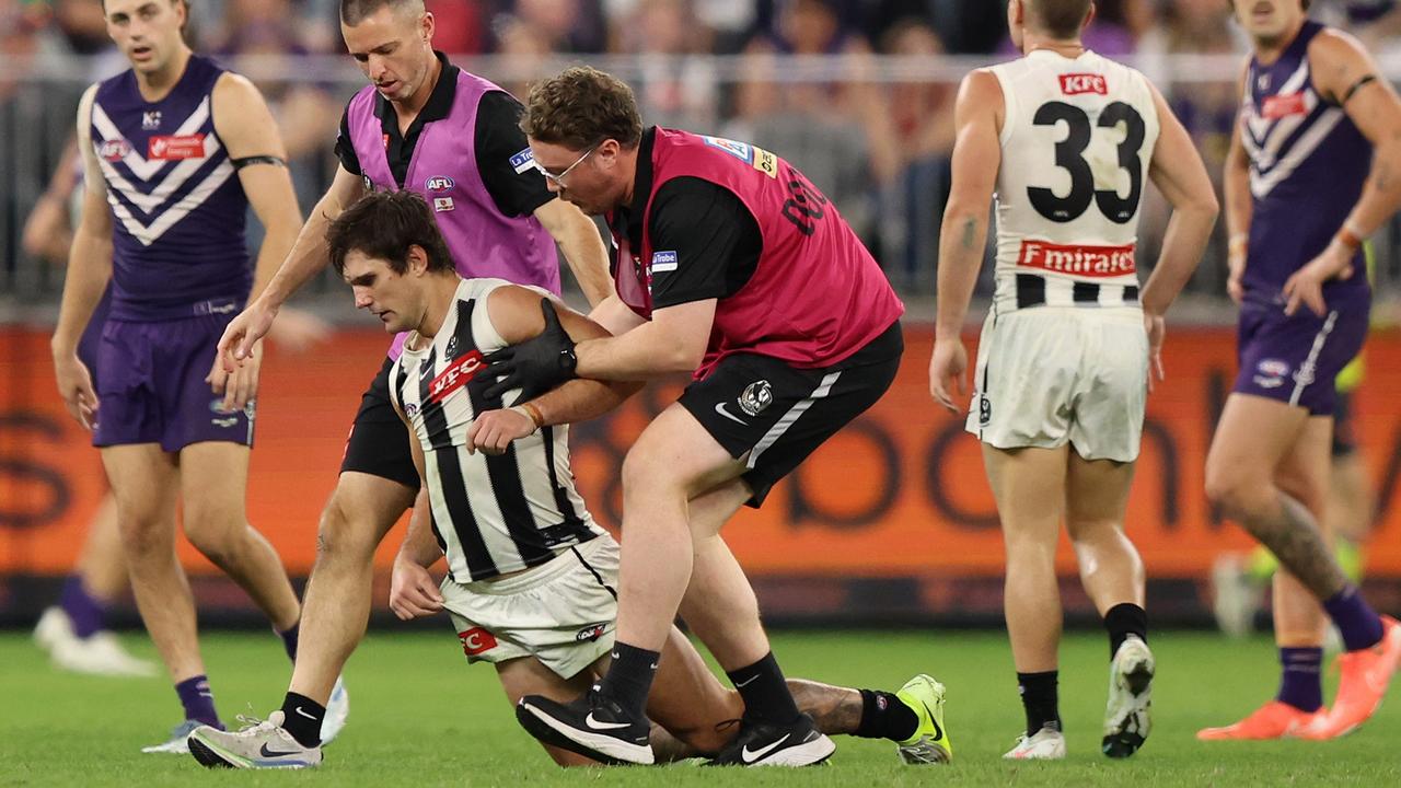 Schultz was visibly concussed during the fourth quarter incident. (Photo by Janelle St Pierre/AFL Photos via Getty Images)