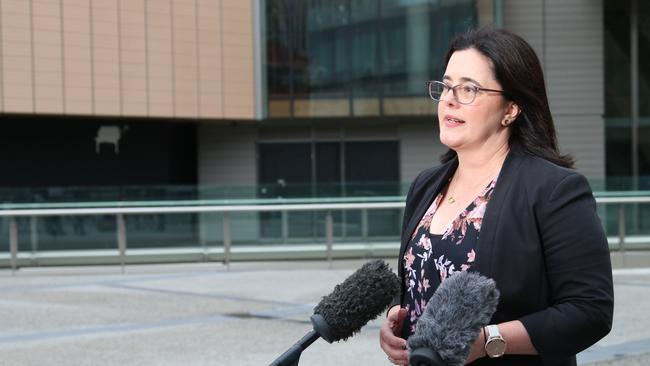 Labor's Ella Haddad speaks to the media at parliament Square in Hobart on Monday, January 8, 2024.