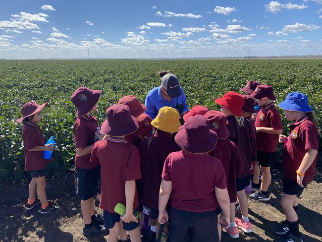 Denison State School students at a local farm as part of CQUniversity's Kids to Farm project.