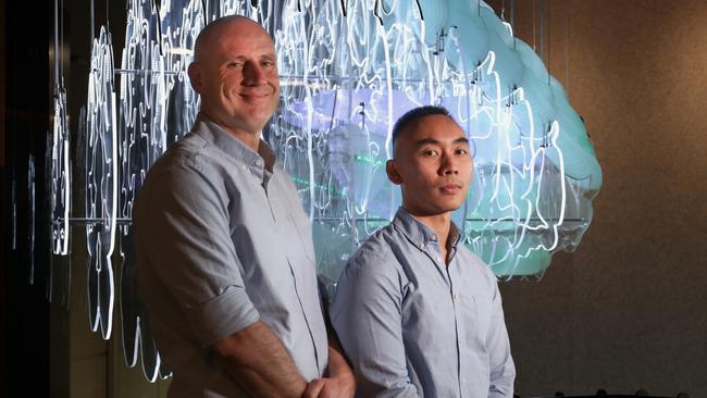 Professor Alex Fornito (left) and Dr James Pang. Led research showing shape of the brain plays important role. Image: Supplied