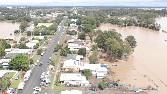 The township of Coraki has been cut off for four days due to flooding. Picture: Fire and Rescue NSW