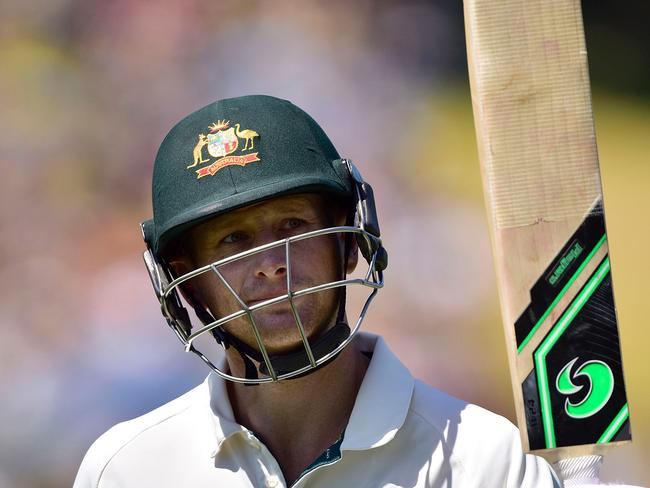 Adam Voges of Australia walks from the field at the end of the Australian innings during day three of the first cricket Test match between New Zealand and Australia at the Basin Reserve in Wellington on February 14, 2016. / AFP / Marty Melville