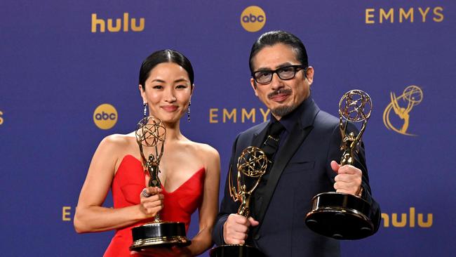 Japanese actress Anna Sawai winner of the Outstanding Lead Actress in a Drama Series award for Shogun and Japanese actor Hiroyuki Sanada winner of the Outstanding Lead Actor in a Drama Series award for Shogun pose in the press room during the 76th Emmy Awards. Picture: Robyn Beck/AFP