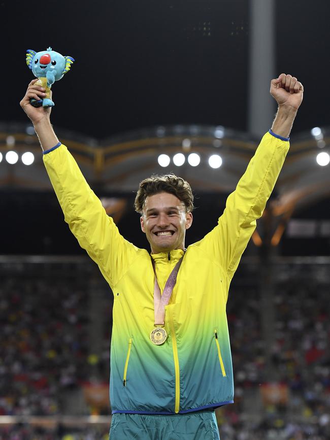 Marschall after being presented with the gold medal. Picture: AAP/Dan Peled.