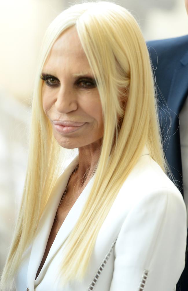 This was Donatella’s classic bleached hair with dark panda eyed makeup back in 2014. Picture: Michael Loccisano/Getty Images