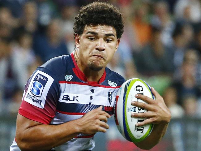 Super Rugby - Melbourne Rebels V Queensland Reds at AAMI Park , Sione Tuipulotu in action. . 12th March 2016 Picture: Colleen Petch.