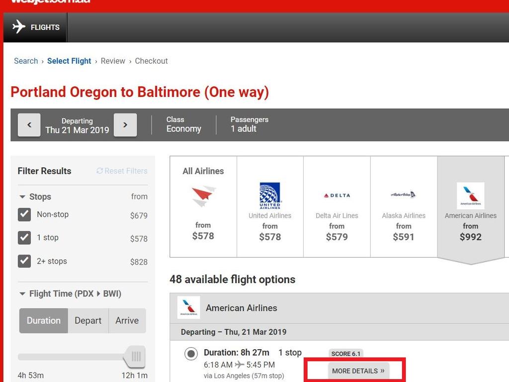 There's a clear tab when booking on Webjet that shows the aircraft being used for the flight.