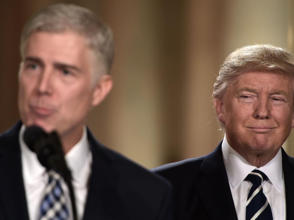 Neil Gorsuch with US President Donald Trump in 2017. Picture: Brendan Smialowski/AFP