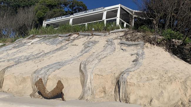 Erosion continues to plague Main Beach and Clarkes Beach in Byron Bay, pictured on June 7 2021. Picture: Liana Boss