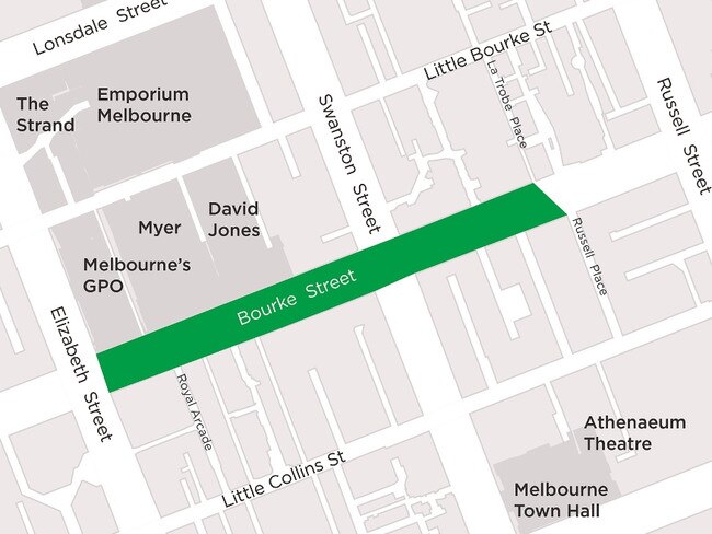 Map of the proposed smoke-free area in the CBD. Image: City of Melbourne 