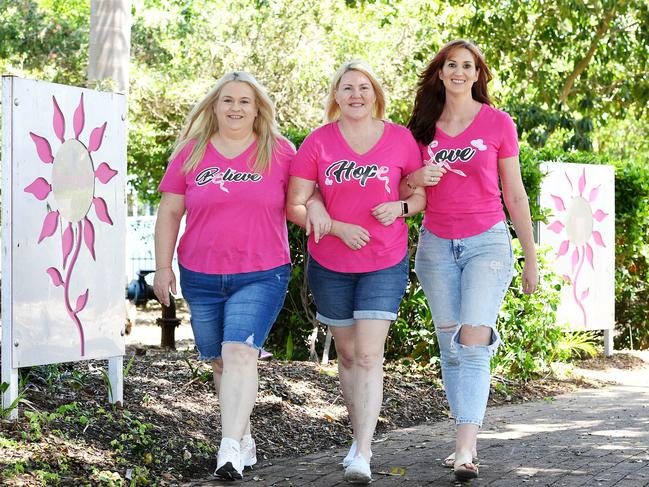 The Three Pink Ladies Anna, Danielle and Hayley. Picture: Shae Beplate.