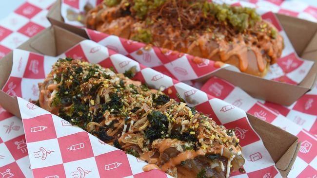 The Hot Dog Hustle serves a mouth-watering array of gourmet hot dogs. Picture: Josie Hayden