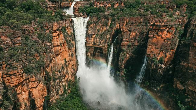 Jim Jim Falls is also in Kakadu National Park. The men were spotted by rangers in an area inaccessible by road