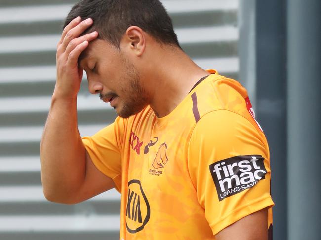 Anthony Milford at Broncos training on the bottom field. Pic Annette Dew