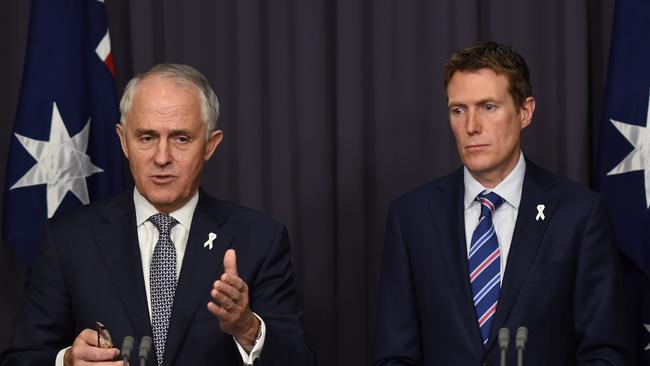 Prime Minister Malcolm Turnbull, left, and Christian Porter, who has been elevated to Attorney-General.