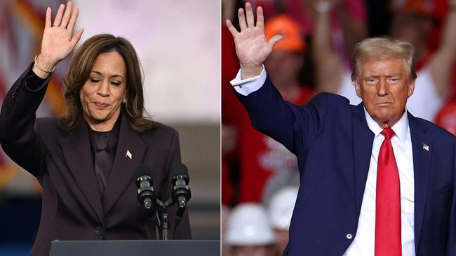 This combination of pictures created on November 07, 2024 shows US Vice President Kamala Harris (left) speaking at Howard University in Washington, DC, on November 6, 2024, and former US President-elect Donald Trump waving at supporters at the end of a campaign rally at PPG Paints Arena in Pittsburgh, Pennsylvania on November 4, 2024. Donald Trump's crushing presidential victory heralded a new era of uncertainty in the US and the world, as defeated Kamala Harris gave a defiant concession speech while vowing to help his transition to power. Picture: SAUL LOEB and CHARLY TRIBALLEAU / AFP