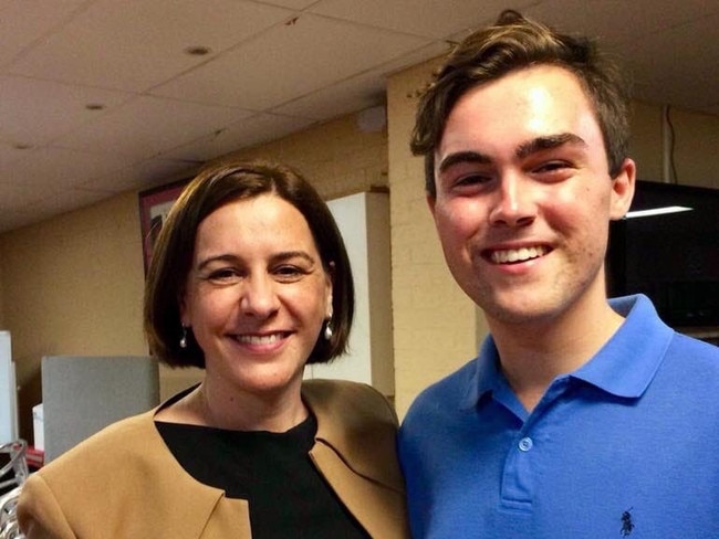 leader of the Opposition Deb Frecklington with the Young LNP chair Barclay McGain.