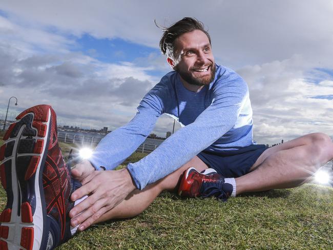 St Kilda's Oliver Worthington has been exercising for at least 20 minutes a day for three years (1095 days). He shares his running routines via Snapchat and YouTube.Picture by Wayne Taylor 18th July 2017