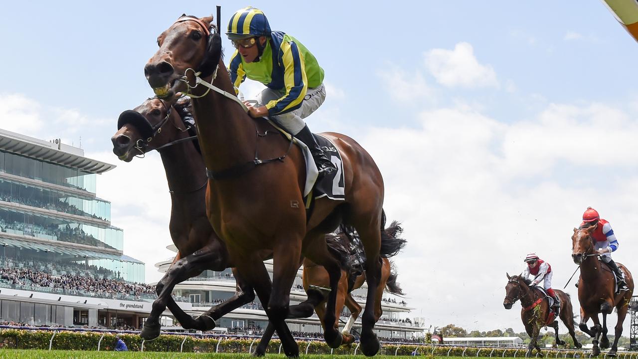 Kalapour (IRE) ridden by Damien Oliver wins the Lexus Archer Stakes at Flemington Racecourse on November 04, 2023 in Flemington, Australia. (Photo by George Sal/Racing Photos via Getty Images)
