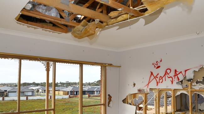 The house sits opposite a block of new builds. Picture: Alison Wynd