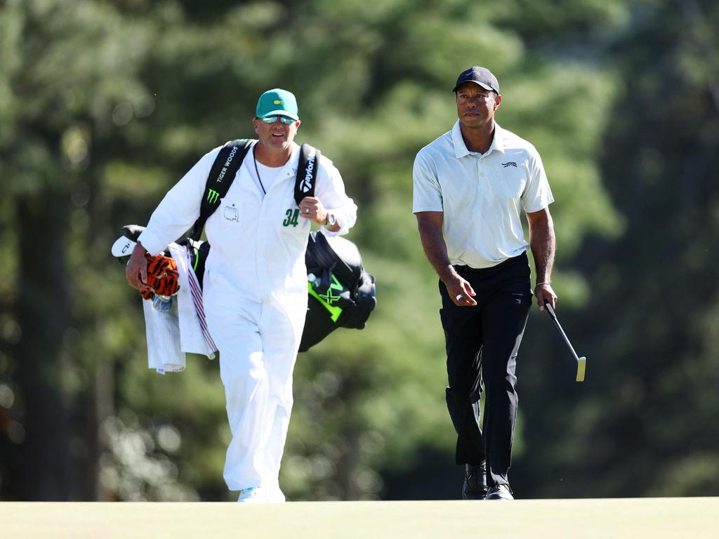 Tiger Woods endured a tough day after his record-breaking feats earlier in the weekend. Picture: AFP