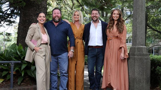 Australia's Got Talent Judges Olympia Valance, Shane Jacobson, Sonia Kruger and Manu Feildel with host Ricki Lee Coulter at Chiswick Gardens in Woollahra. Picture: Jonathan Ng